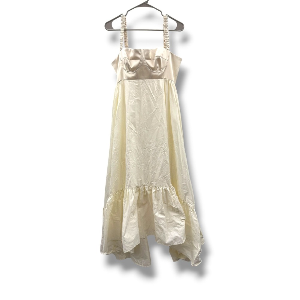 Anna October Snowdrop Asymmetric Midi Dress US 10 Ivory Bustier Romantic Cottage